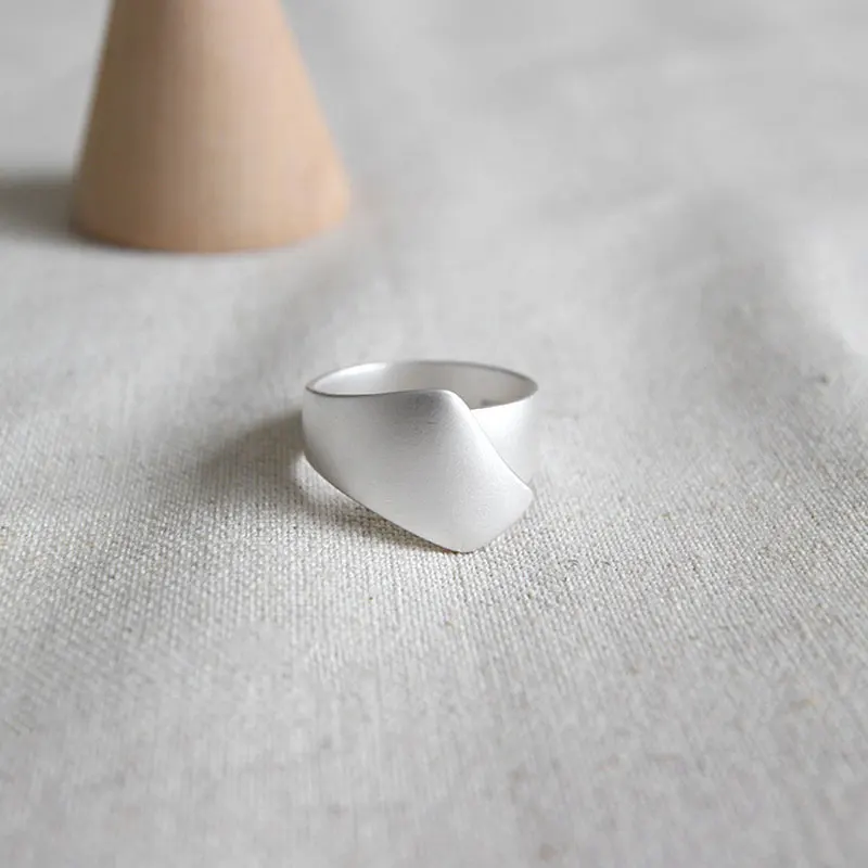 YPAY 100% Real 925 Silver Jewelry Irregular Matte Rings for Women High Quality Midi Adjustable Finger Ring Fine YMR504 | Украшения и
