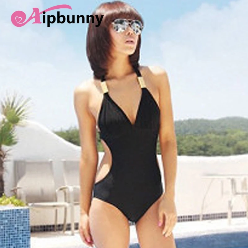 Aipbunny Черный Холтер сексуальный тонкий цельный купальник maillot de bain femme бикини