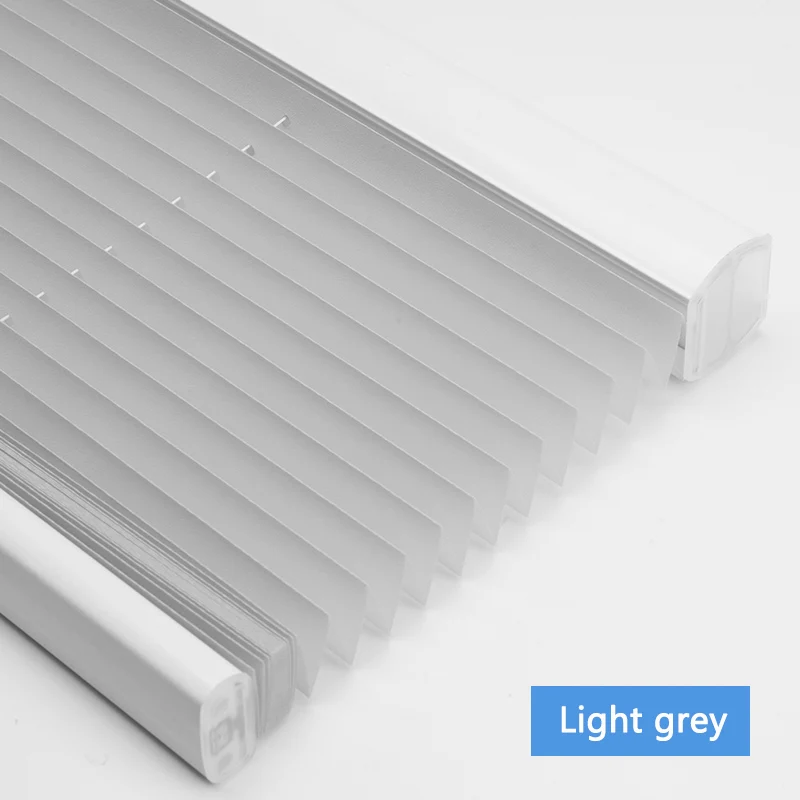 Light Grey Горячая Беспроводные плиссированные жалюзи светильник Трансмиссия ткань push and pull управление рулонные шторы украшения для гостиной - Цвет: Light Grey