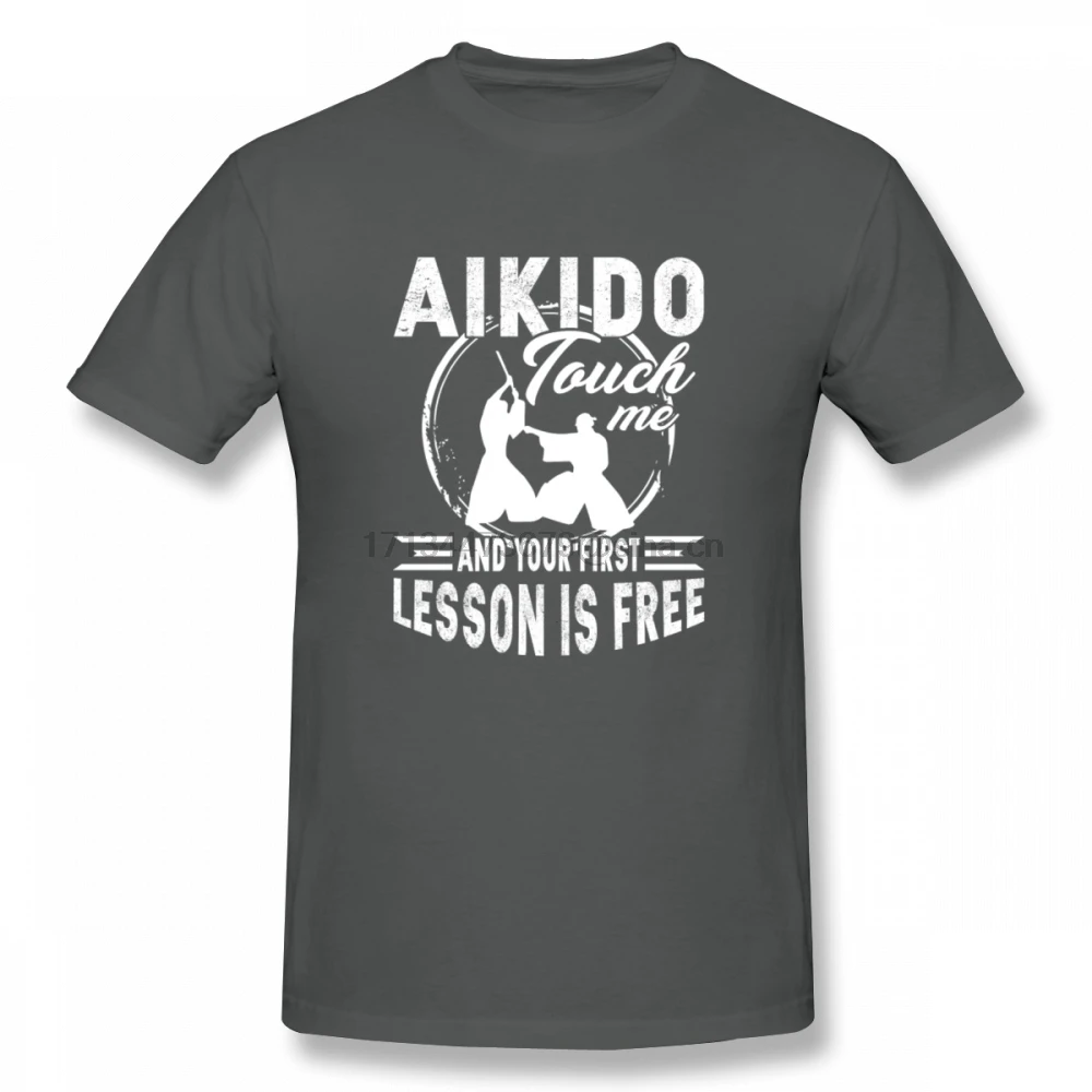 Летняя футболка с надписью Touch Me And Your First process Is Free Aikido повседневная мужская из