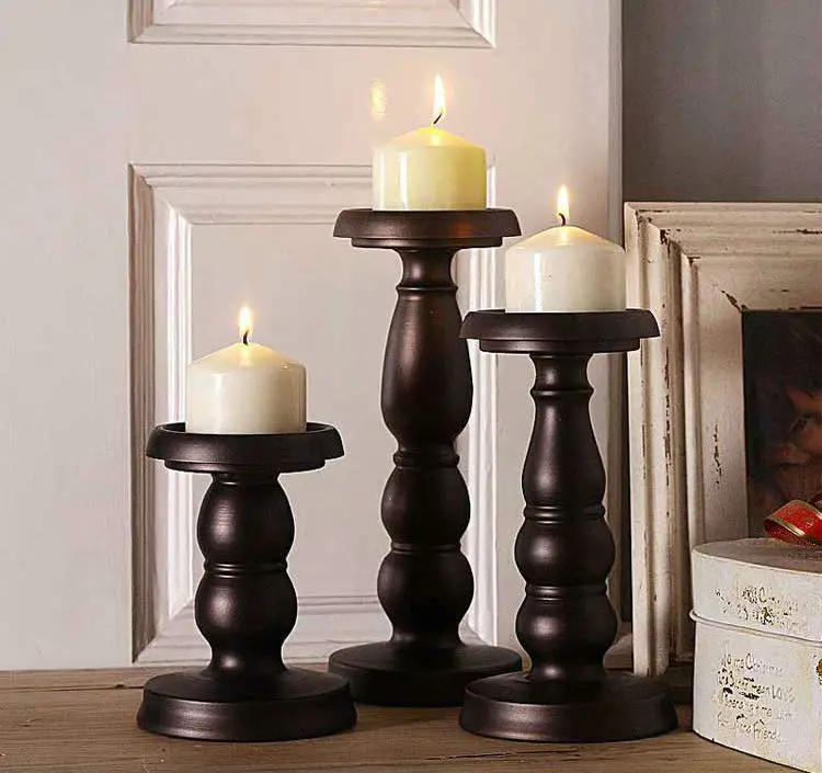 

3PCS/set iron metal candle holder set pillar candle stand for home holiday decoration retro copper 2089
