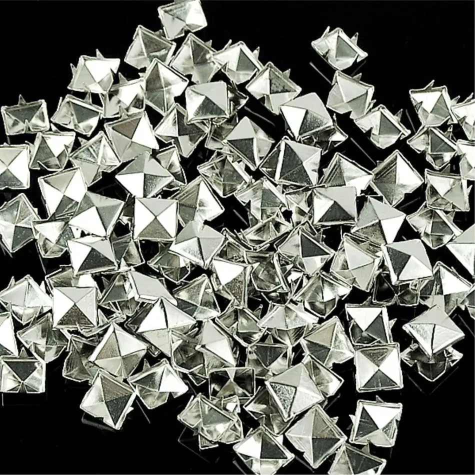 

WITUSE Sale 10mm Silver Pyramid Square Punk Studs Spots Spikes for Jeans Shirts Bracelets 100pcs Prong Metal DIY Leathercraft