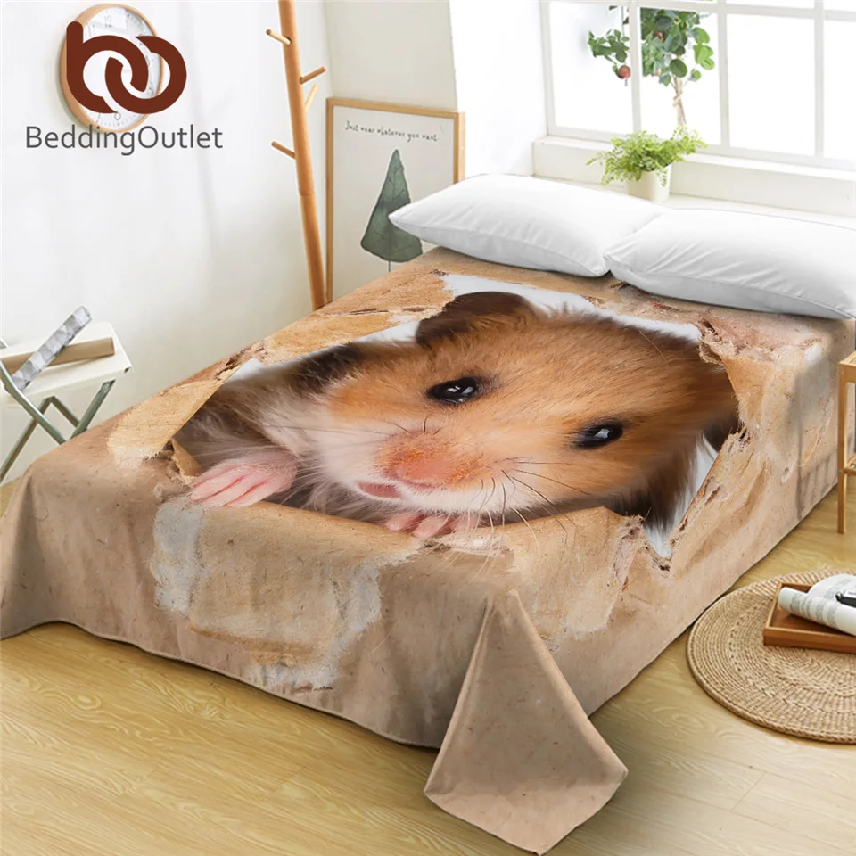 Постельное белье BeddingOutlet в виде хомяка плоский простынь с двойным рисунком 3D