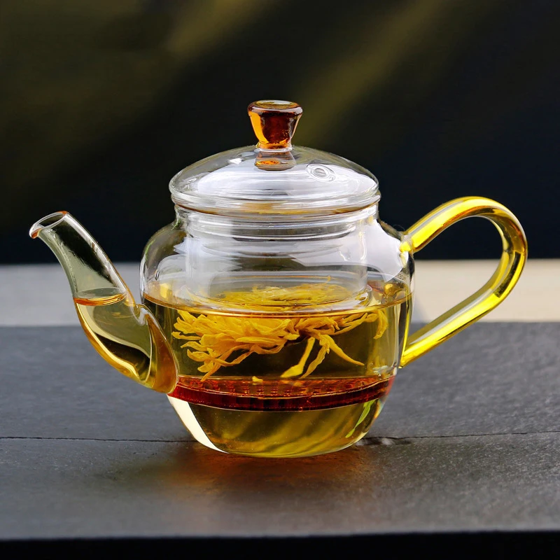

PINDEFANG Chinese Style Nice 400ml Whole Borosilicate Glass Teapot W/ Strainer Heatable gift teaSet Colorful Health Giftset New
