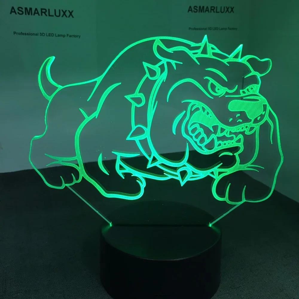 Жесткая Мопс 3D настольная лампа светодиодный 7 Красочные Прекрасный Ночник
