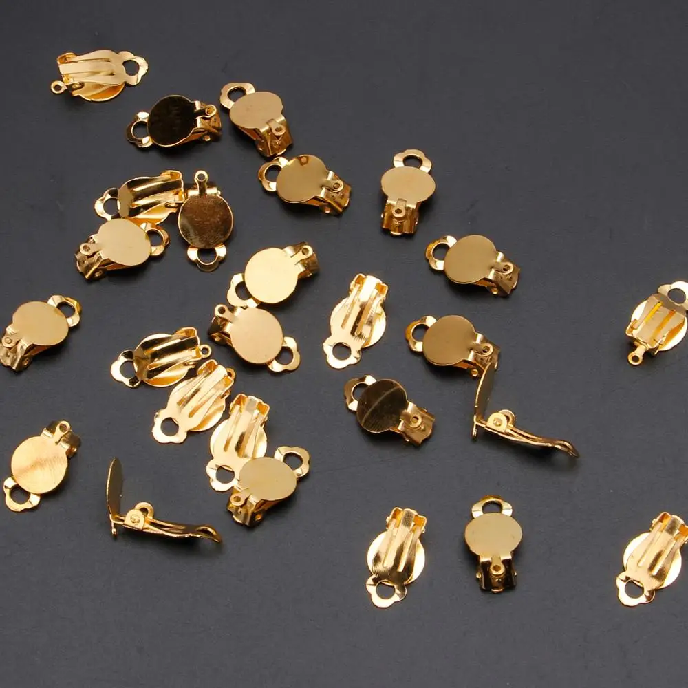 

50Pcs Flat Round Tray Clip-on Earring Converter DIY Earring Pierced into Clip on