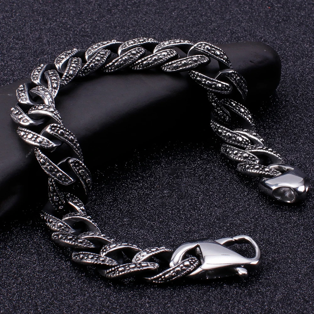 

Vintage Mens Chain Bracelet Friendship-Bracelets 2019 316L Stainless Steel Bracelet Men Heavy Fashion Male Jewelry free shipping