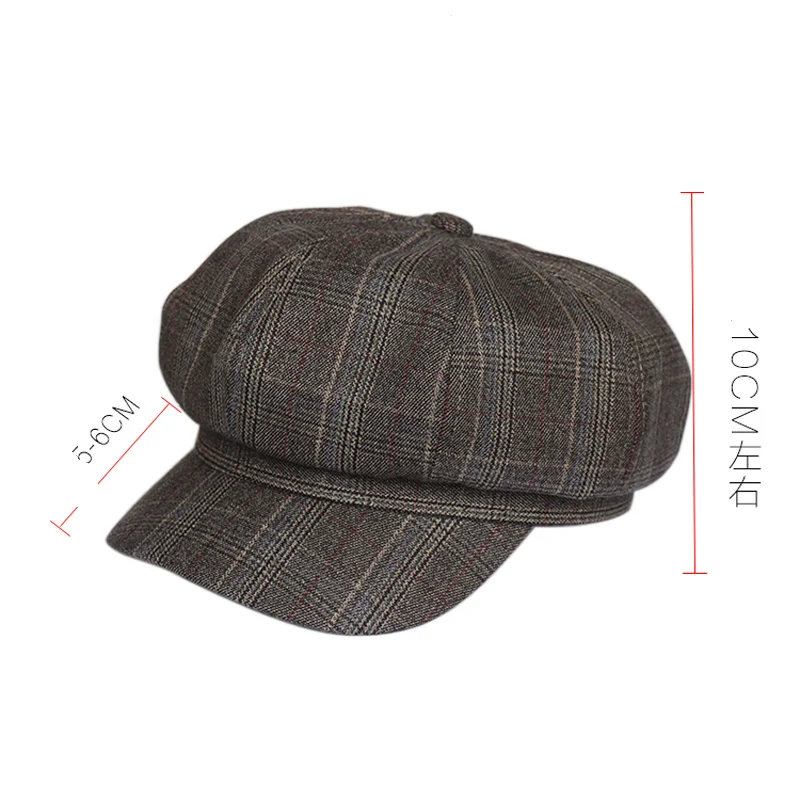 Женские Восьмиугольные шляпы на осень женские хлопковые клетчатые винтажные