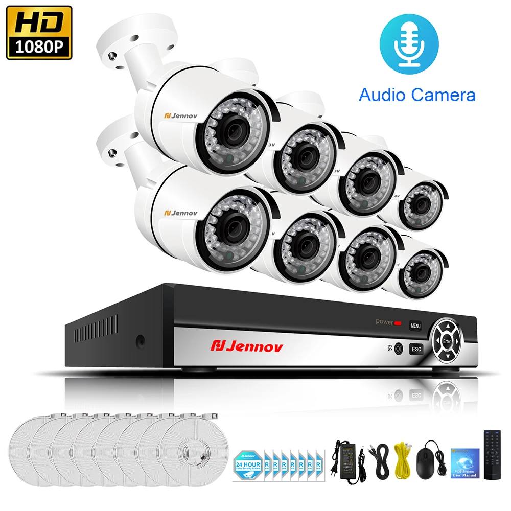 Система камер домашней безопасности H.265 5MP 8CH NVR CCTV 3MP аудио система 1440P камера
