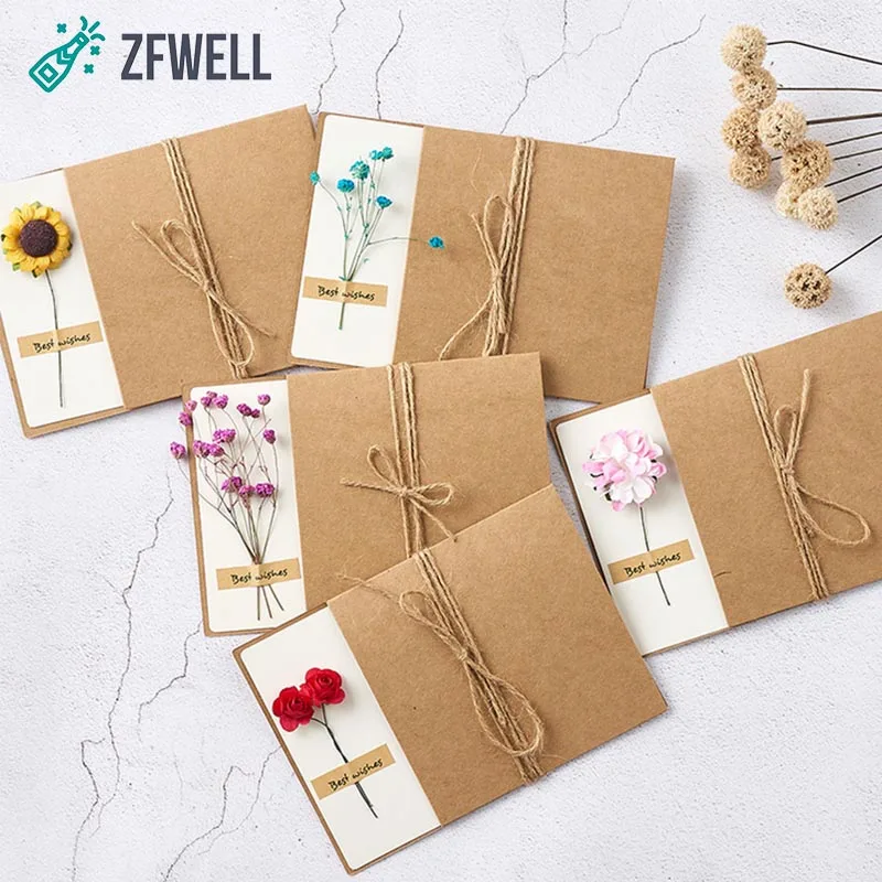 ZFWELL 1 шт. винтажная крафт бумага сушеные цветы сделай сам поздравительная