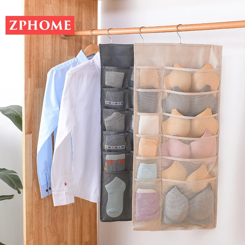 Носки для хранения нижнего белья простая двусторонняя сумка настенная ткань