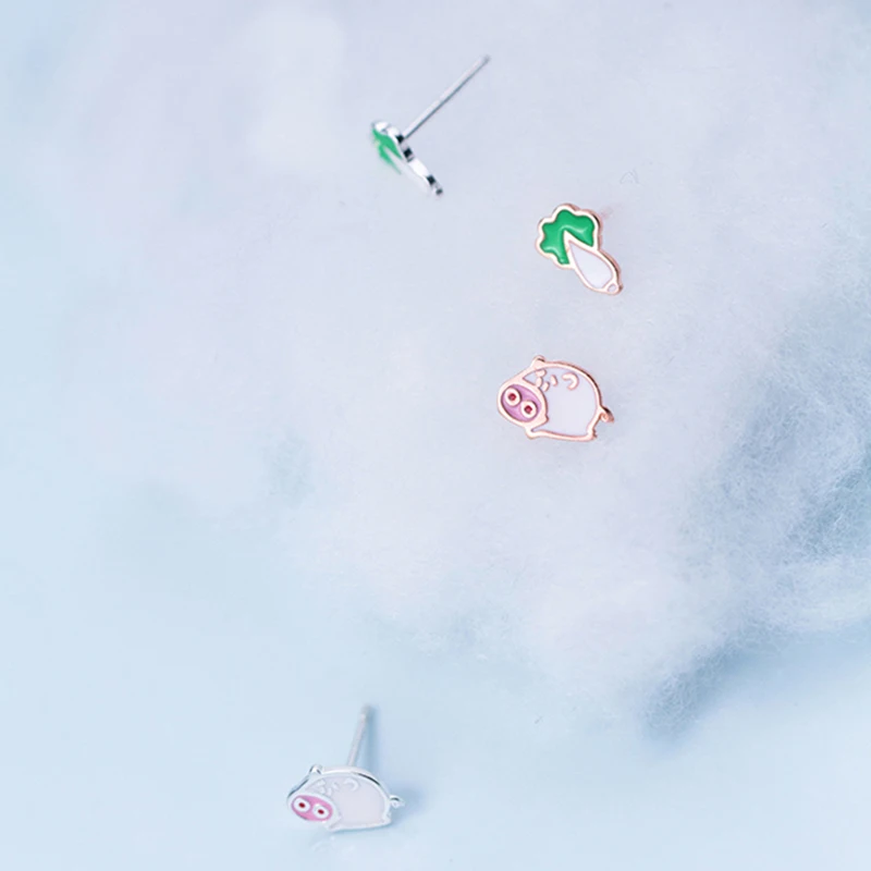 Женские асимметричные серьги гвоздики в стиле панк из стерлингового серебра 925