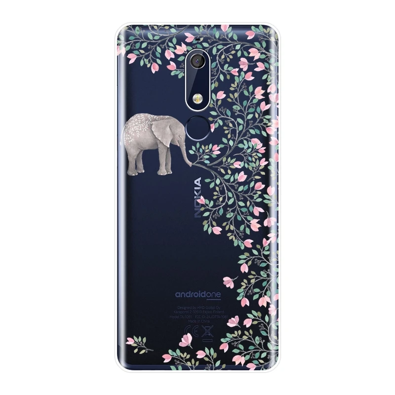 Back Cover For Nokia 7.1 6.1 5.1 3.1 2.1 Animal Elephant Flower Silicone Soft Phone Case Plus | Мобильные телефоны и