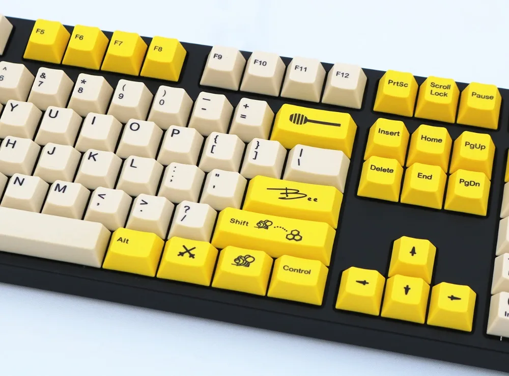 Пчелиный желтый/белый 108/130 клавиш красящий сублимированный pbt keycap для