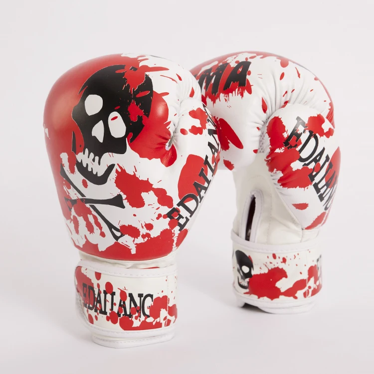 Luvas Box Red 10 унц. Череп Taekwondo Kungfu Muay Thai Mitts мужские женские перчатки для бокса