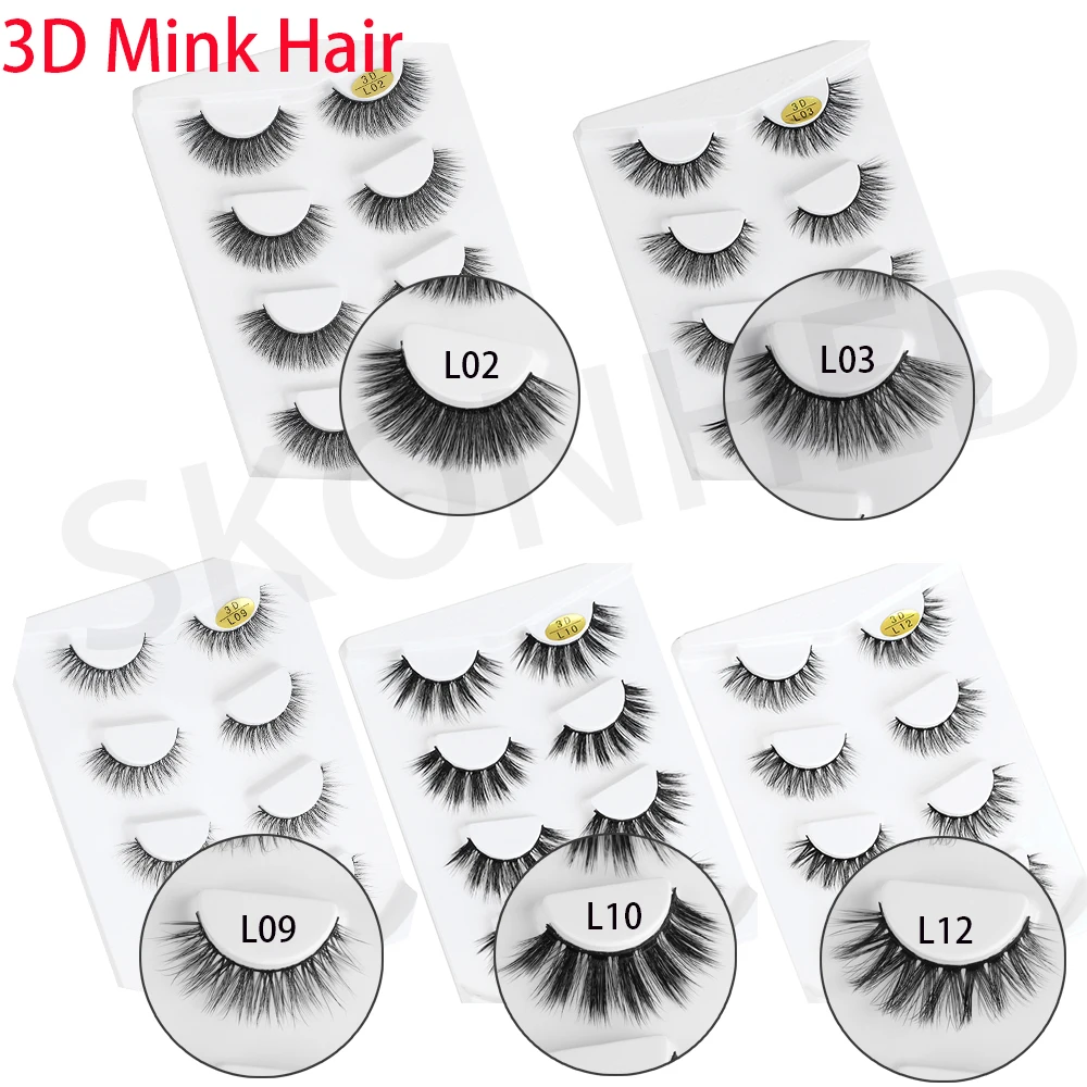 4 пары/кор. объемные черные мягкие 3D норковые накладные ресницы Толстые Накладные