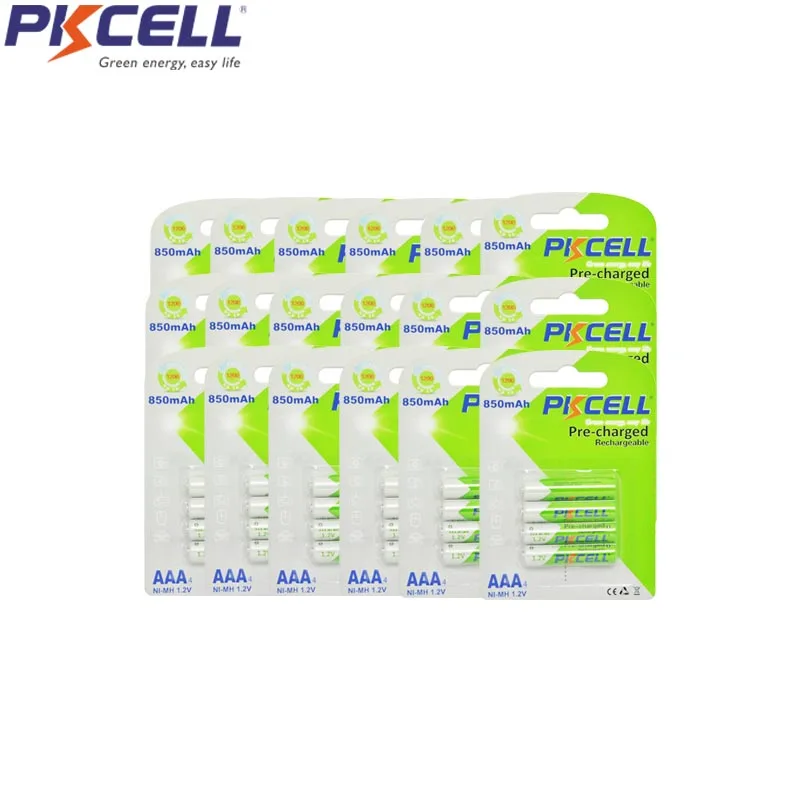 100 шт. PKCELL nimh AAA 850mah 1 2 V NIMH перезаряжаемые батареи aaa Precharged более 1200