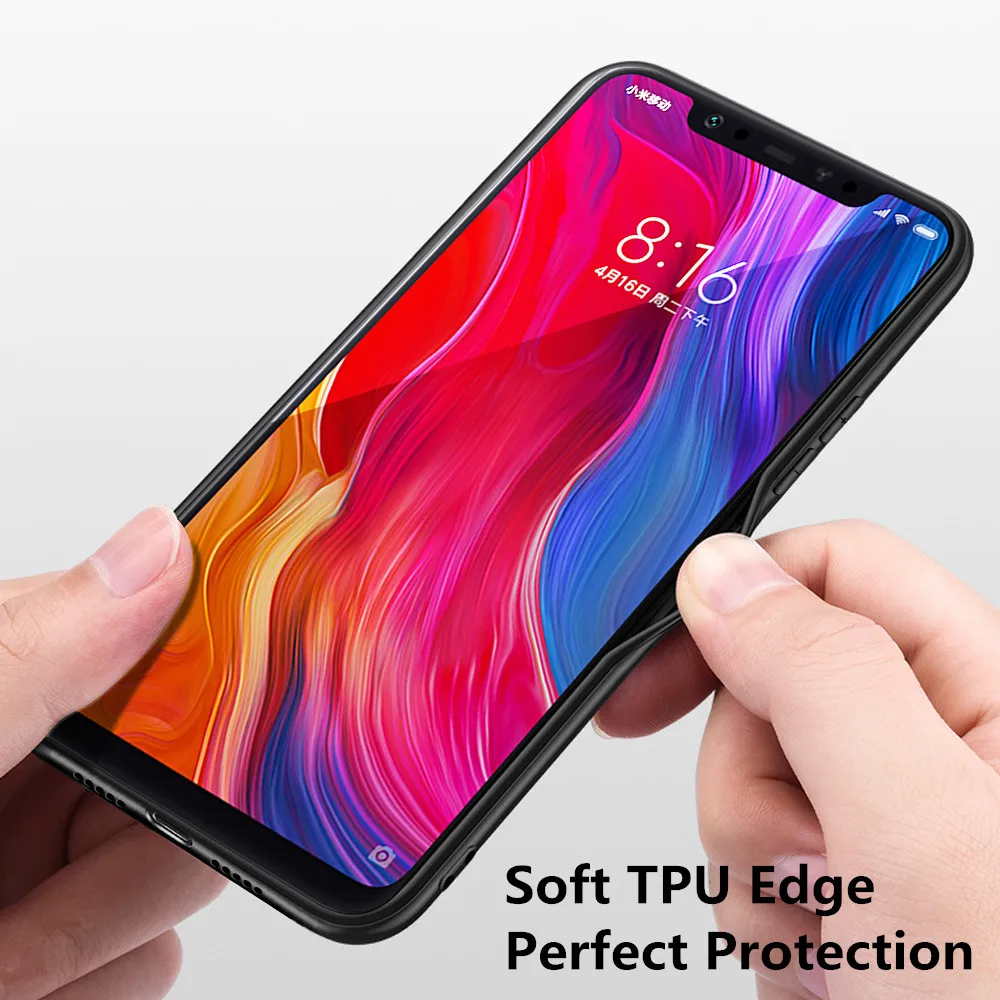 MOFi чехол для телефона для Xiaomi mi 8 задняя крышка для Xio mi 8 корпус из искусственной кожи чехол для mi 8 личи встроенный Coque, роскошный Капа