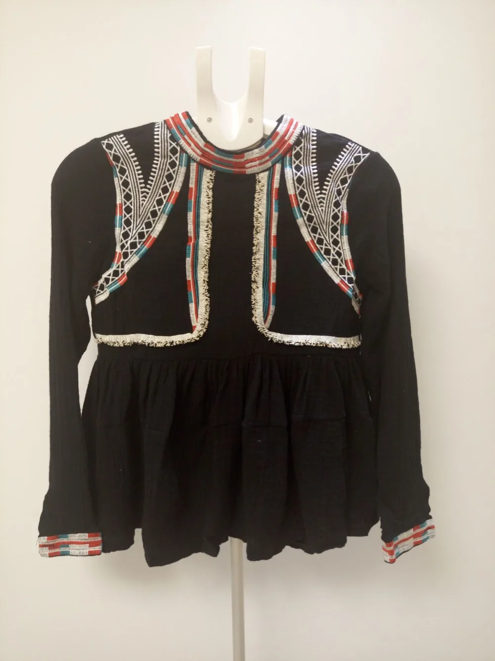 Женская блузка с длинным рукавом и воротником стойкой|blouses tops|slim blouseembroidery shirt |