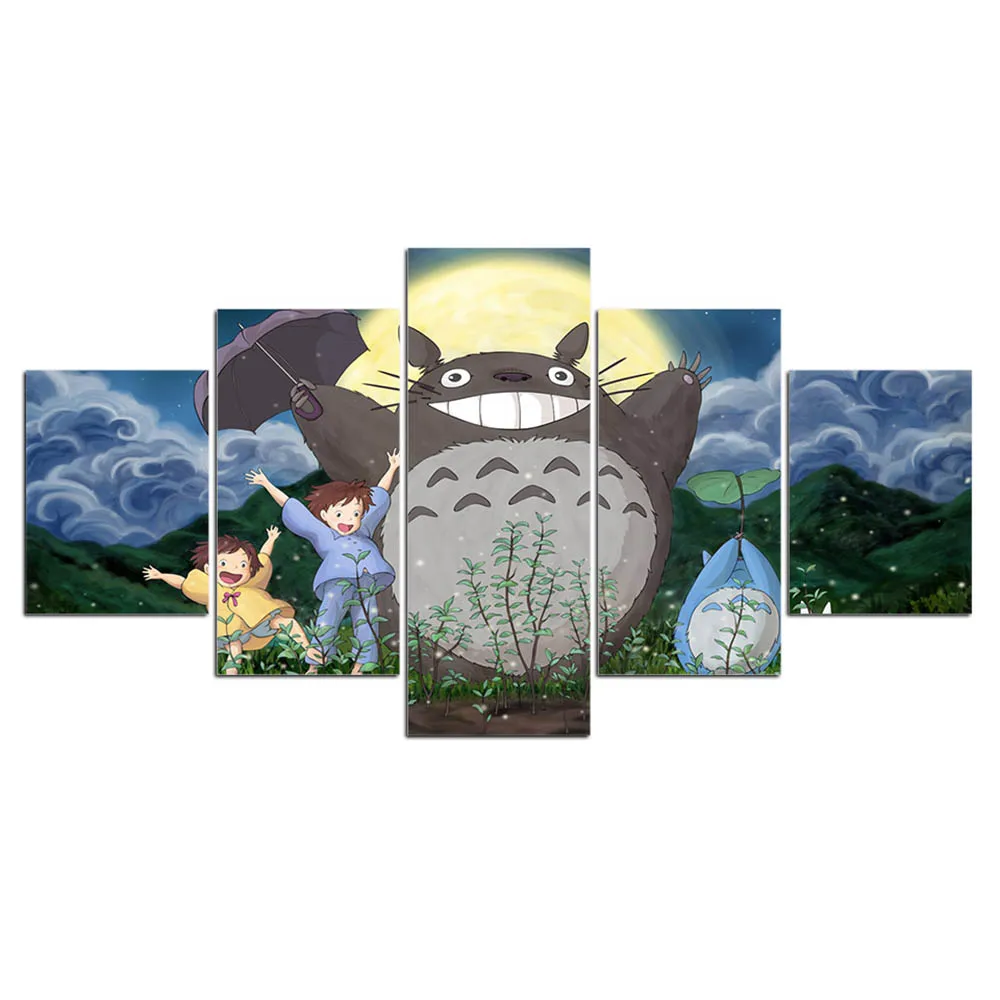 Модульные фотографии 5 панель Miyazaki Hayao Tonari no Totoro Холст Картина кино постер и