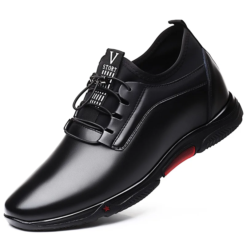 New Trend Young Men Genuine Leather Casual Shoes Lace Up Fashion Male Leisure Height Increased Comfortable DA0007 | Обувь