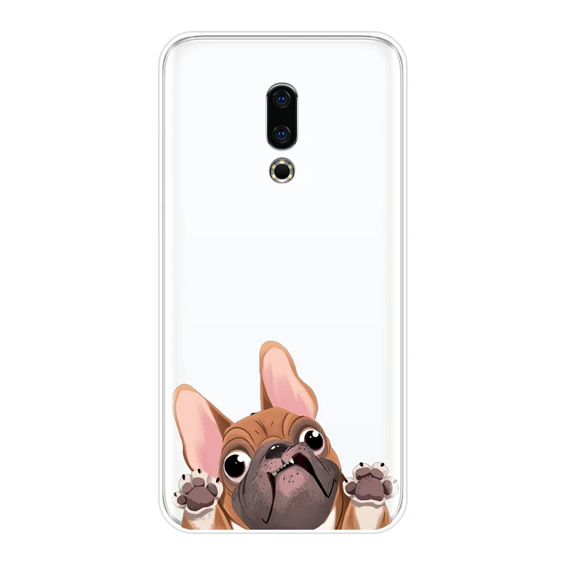 Чехол накладка из ТПУ с изображением мопса французского бульдога для Meizu 15 Lite 16 Plus