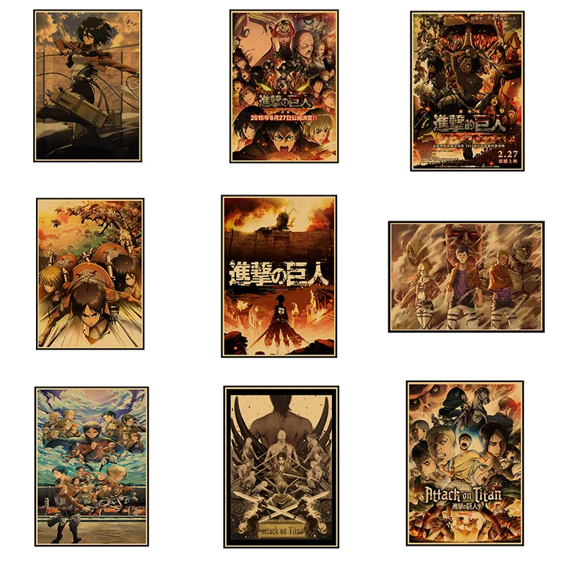 Атака на постер Titan/Eren Jaeger/Mikasa Ackerman/rivaille ackerman/плакат из крафт бумаги/наклейка