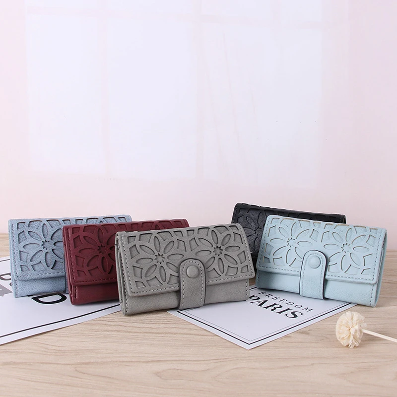 GFLV Brand Lady Mini Wallets Women Coin Purse Key Wallet Small Hollow Flowers Scrub Leather Men 5 Colors | Багаж и сумки