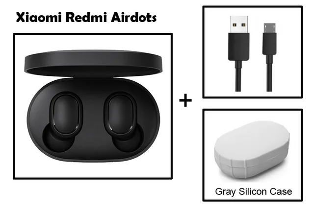 gray case cable Оригинальные наушники Xiaomi Redmi TWS Bluetooth 5,0, стерео наушники с басами и микрофоном, беспроводные наушники с управлением ии - Цвет: gray case cable