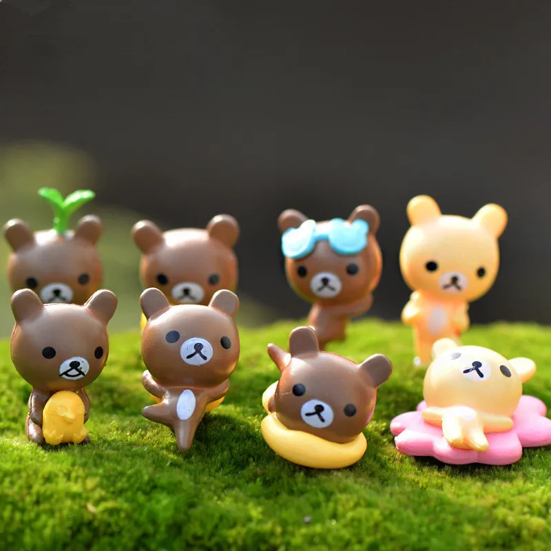 20pcs/set Kawaii Zakka 8 Rilakkuma Bear Lazy DIY Cake Doll Toys Figurines Fairy Ggrden Miniature Home Decoration Accessorie | Дом и сад