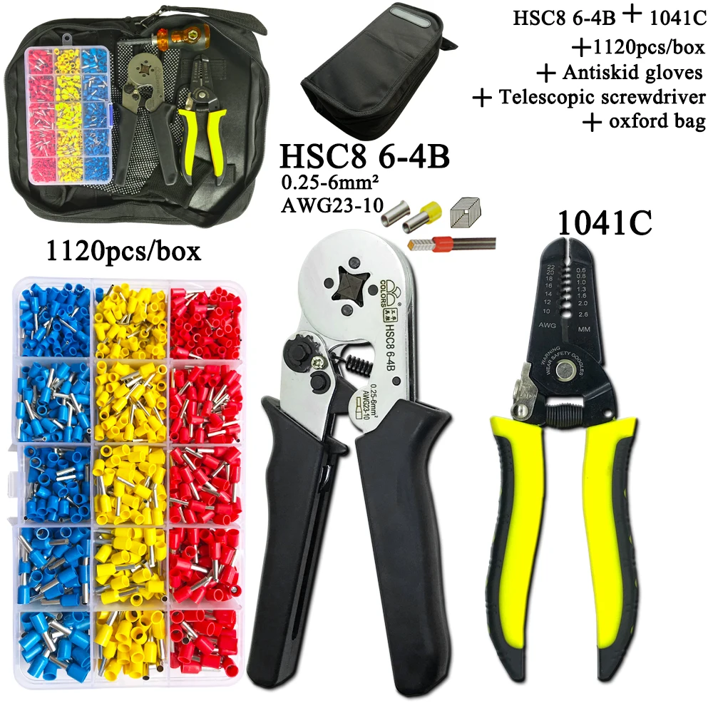  Electrician Pliers Junction Box Mini Tool Kit HSC8 6 4 0.25 6mm2 23 10AWG Crimping Wire Stripping:10 24awg 0.2 6.0mm2|Плоскогубцы| |