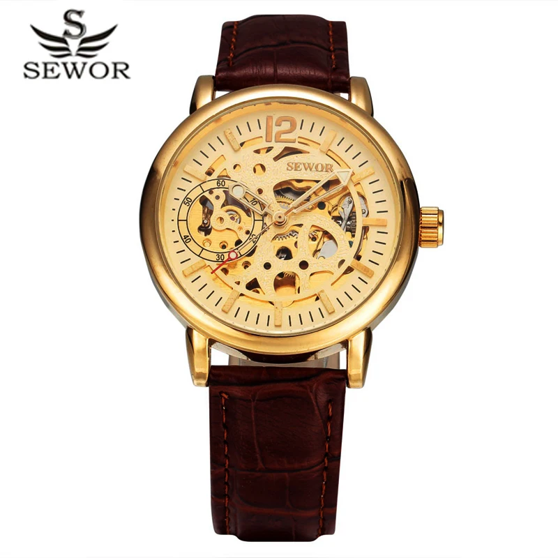 SEWOR механические часы с скелетом для мужчин известный бренд роскошные 20 мм