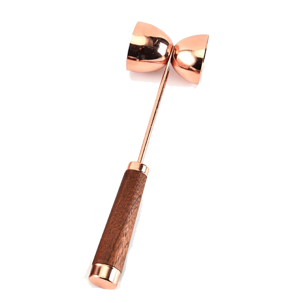 Copper Plated Бар шейкер для коктейля двойной мерный стаканчик с деревянной ручкой двусторонний Молот Джиггер мера с ручкой для большей скорости и простоты использования - Цвет: Copper Plated