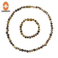 haohupo 100 natural amber stone genuine baltic baby teething ambar necklacebracelet natural jewelry sets for baby adult