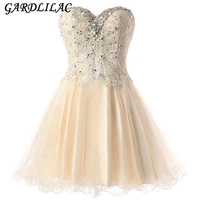 new short prom dresses champagne homecoming dresses 2017 sweetheart crystal beaded mini party gowns cocktail dress