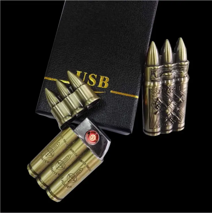 Ракета плазменная Зажигалка яркая Золотая USB Электронная зарядка сигарета