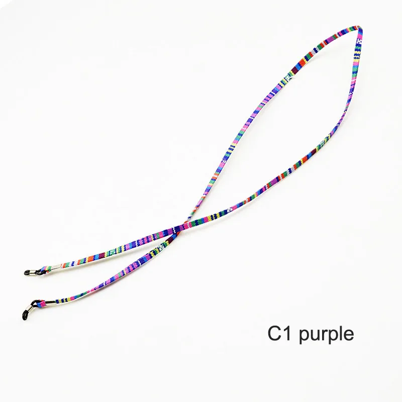 C1purple Модные Ретро солнцезащитные очки для очков хлопок шеи шнур Фиксатор ремень шнурок для очков держатель с хорошим силиконовым - Цвет: C1purple