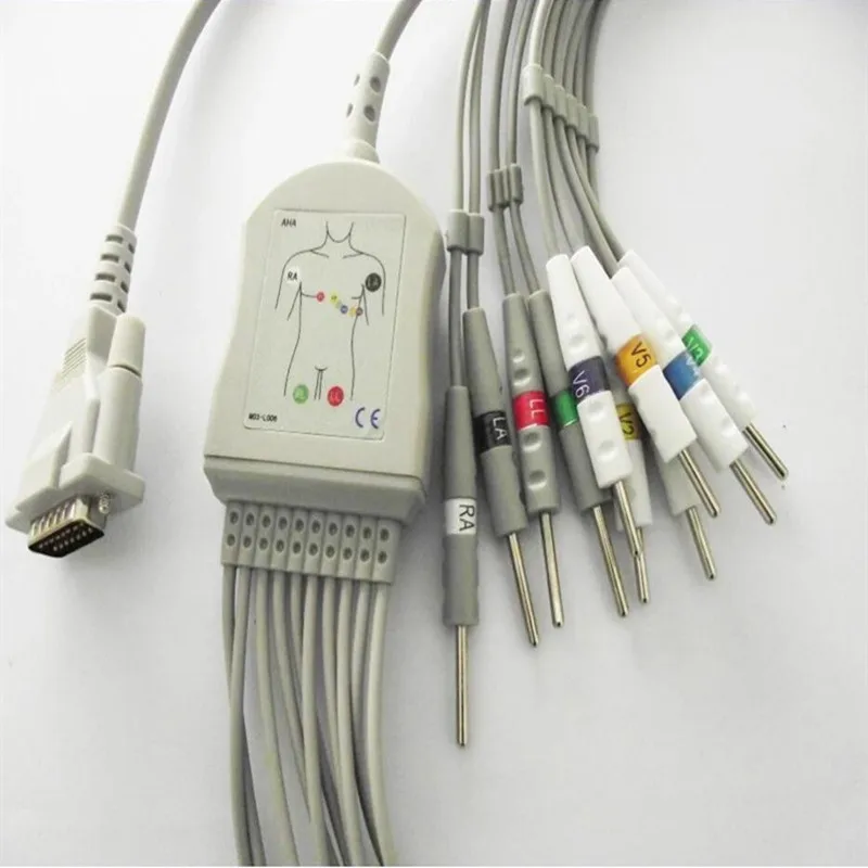 

Compatible For Schiller AT1/ AT2 /CS6/ CS100/AT101 ECG EKG Cable with leadwires 10 leads Medical EKG Cable Din 3.0 End AHA
