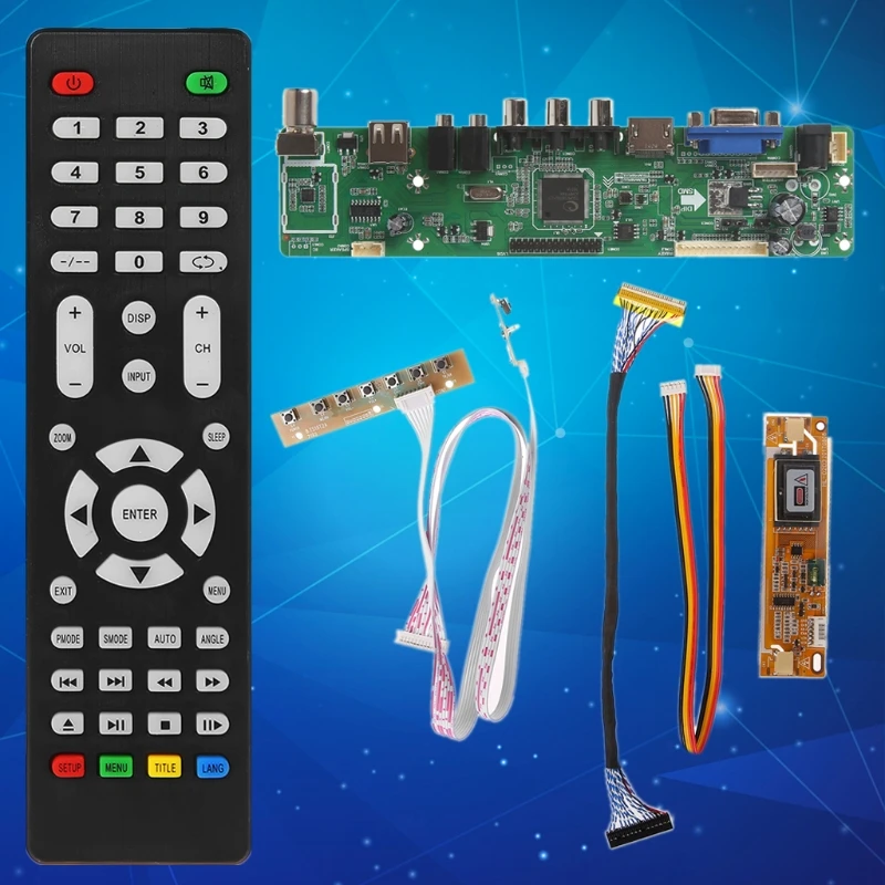 Плата драйвера контроллера V53 для ЖК телевизора ПК/VGA/HDMI/USB интерфейс комплект с 7