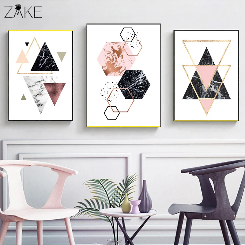 

Nordic Art Posters and Prints Geometric Marble Wall Art Canvas Painting Modern Wall Pictures For Living Room Home Decor