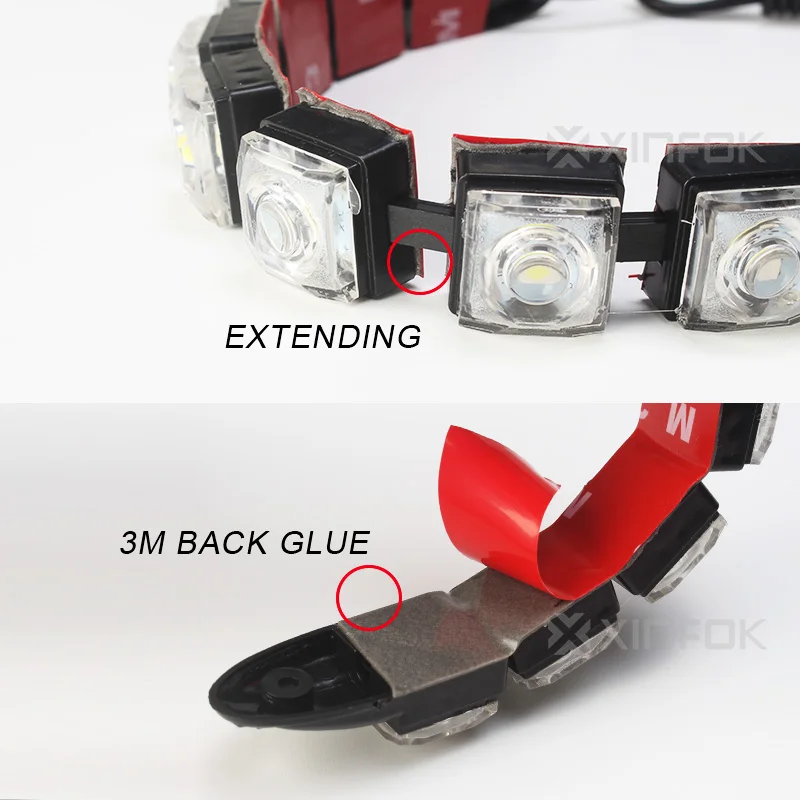 2PCS Car Daytime Running Lights Flexible LED DRL Strip DC 12V White 6000K 3M Back Glue Universal | Автомобили и мотоциклы