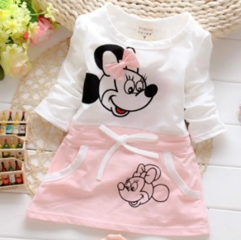 -C02-Pink- Новое модное летнее платье принцессы из хлопка красивое платье принцессы с Минни для девочек - Цвет: -C02-Pink-