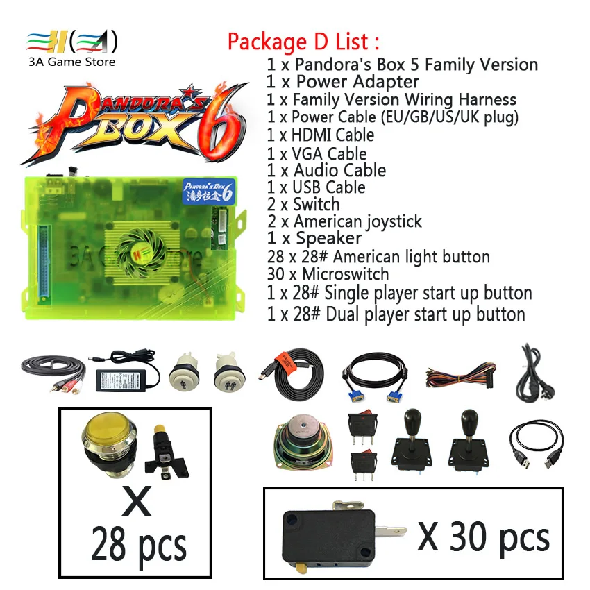 Pandora box 6 1300 игры Pandora's Box 6 1300 в 1 джойстики аркада Придерживайтесь Кнопка Набор джойстик diy Аркады управления машиной части