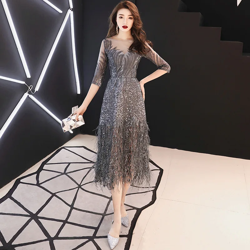 Винтажное летнее длинное платье на вечеринку для женщин с роскошной вышивкой, три четверти рукава, сексуальная бахрома в форме буквы "A", женские платья-халаты sukienki.