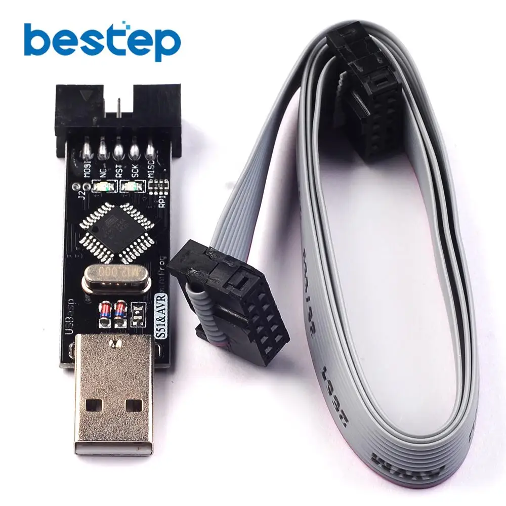 1 шт. USBASP + кабель для загрузки USBISP AVR программатор USB ATMEGA8 ATMEGA128 Поддержка Win7 64 K|avr