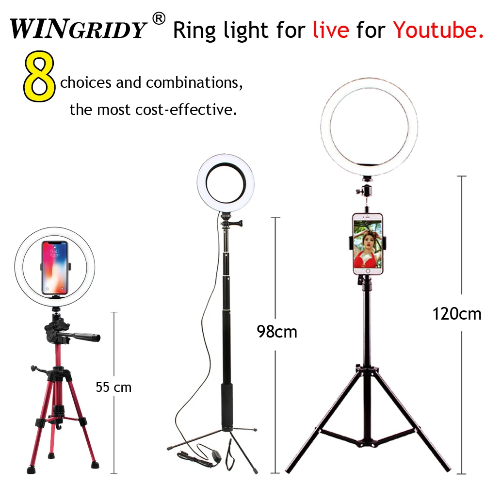 

LED Ring Light 16cm 26cm 5600K 64 LEDs Selfie Ring Lamp Photographic Lighting With Tripod Phone Holder USB Plug Photo Studio
