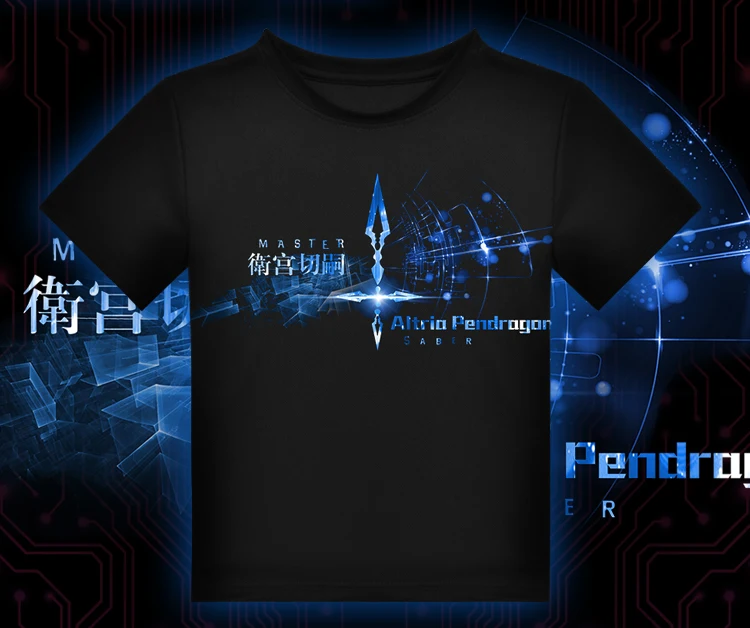 

Top Anime fate zero saber Cosplay short-sleeved round neck men and women summer T-shirt Full-color printing T-shirt