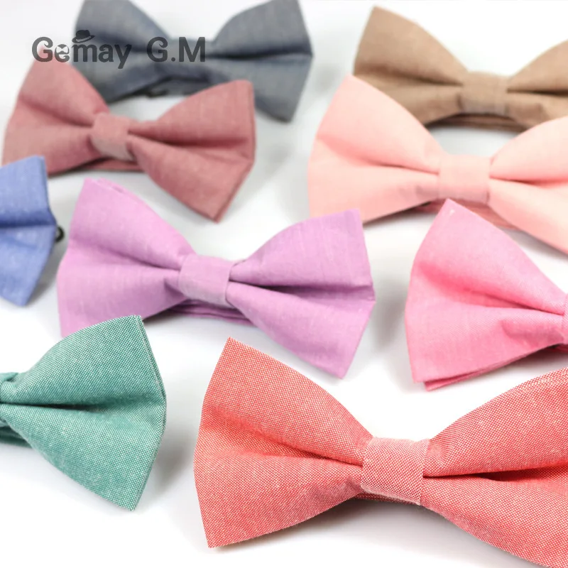 

New Men's solid color cotton bow tie double Candy-colored Suit Bowtie Unisex Cotton Double-deck Bowties for Man Male Neckwear