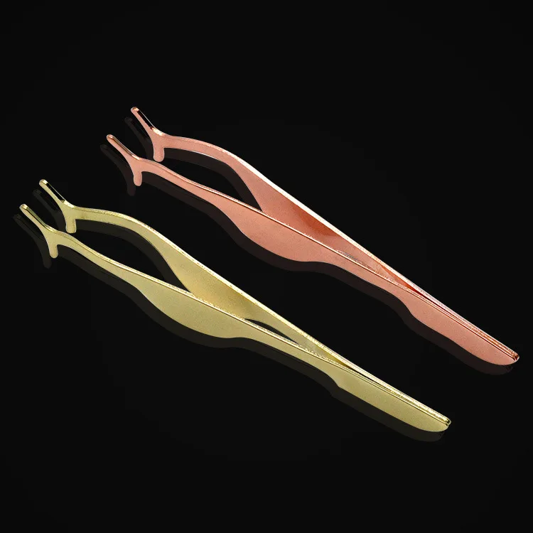 Stainless Steel False Eyelash Tweezers Fake Eye Lash Curler Applicator Clip Nipper Tool Rose Gold HP1089 | Красота и здоровье