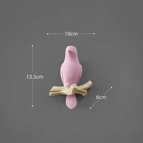 Pink 1Bird Декоративные настенные крючки с птицами из смолы для украшения дома, аксессуары для ключей, сумки, вешалки для одежды - Цвет: Pink 1Bird